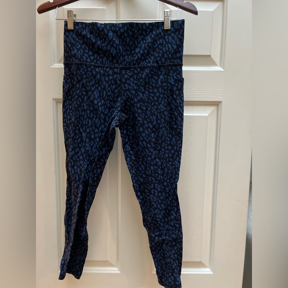 Athleta Black and Blue Patterned Leggings